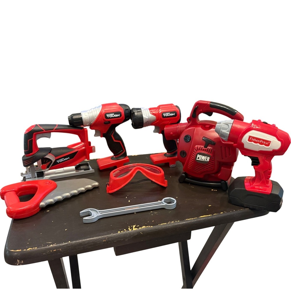 Fisher-Price Tool Set Lot Drill Saw Leaf Blower Hyper Tough Pretend Play Toys